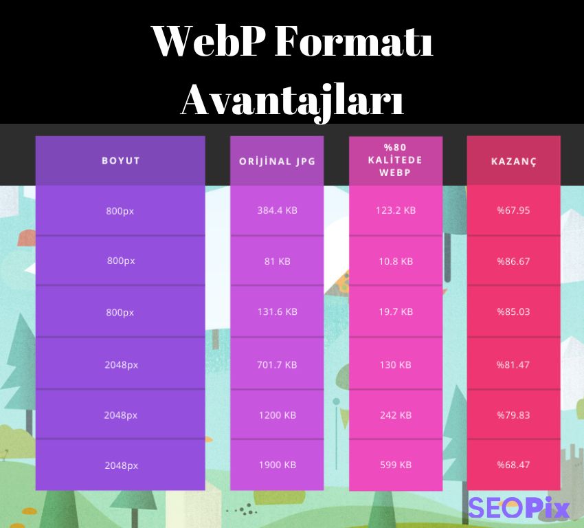 WebP Formatı Avantajları